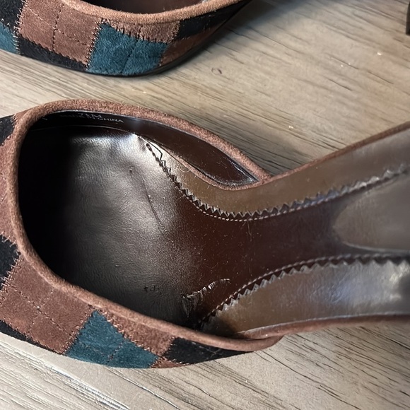 PAOLO PATCHWORK  LEATHER CLOSED TOE SLIDE HEELS VINTAGE SIZE 7 - Picture 5 of 16